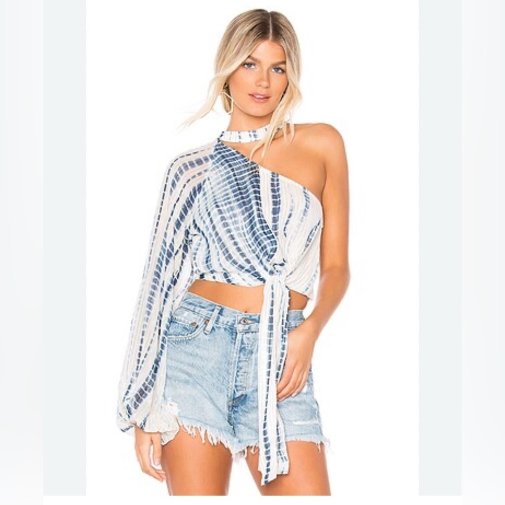 HEMANT AND NANDITA 
One Shoulder Blouse in Blue Tie Dye S